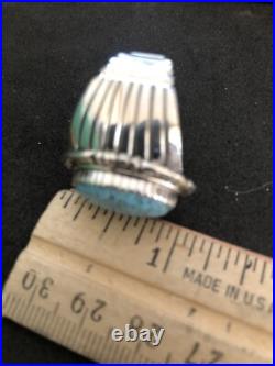 Navajo Turquoise Ring Sterling Silver sizes 9.75 TByrd AJoe R0150 Navajo Turquoise Ring Sterling Silver sizes 9.75 TByrd AJoe R0150