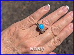 Navajo Turquoise Rope Lasso Sterling Silver Ring Native Am Jewelry Sz 6US
