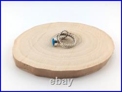 Navajo Turquoise Rope Lasso Sterling Silver Ring Native Am Jewelry Sz 6US