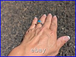 Navajo Turquoise Rope Lasso Sterling Silver Ring Native Am Jewelry Sz 6US Navajo Turquoise Rope Lasso Sterling Silver Ring Native Am Jewelry Sz 6US