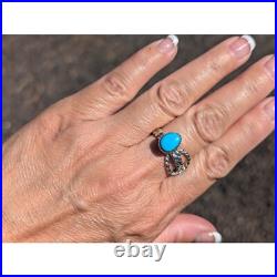 Navajo Turquoise Rope Lasso Sterling Silver Ring Native Am Jewelry Sz 8US Navajo Turquoise Rope Lasso Sterling Silver Ring Native Am Jewelry Sz 8US
