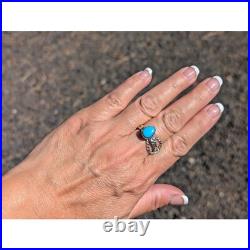 Navajo Turquoise Rope Lasso Sterling Silver Ring Native Am Jewelry Sz 8US Navajo Turquoise Rope Lasso Sterling Silver Ring Native Am Jewelry Sz 8US
