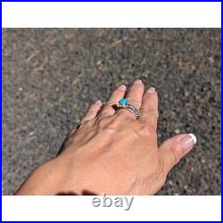 Navajo Turquoise Rope Lasso Sterling Silver Ring Native Am Jewelry Sz 8US Navajo Turquoise Rope Lasso Sterling Silver Ring Native Am Jewelry Sz 8US