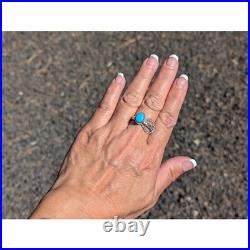 Navajo Turquoise Rope Lasso Sterling Silver Ring Native Am Jewelry Sz 8US Navajo Turquoise Rope Lasso Sterling Silver Ring Native Am Jewelry Sz 8US