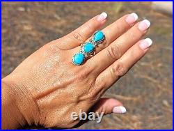Navajo Turquoise Sterling Silver Ring Handcrafted Authentic NA Jewelry sz 6.5US