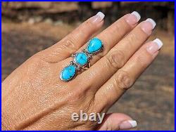 Navajo Turquoise Sterling Silver Ring Handcrafted Authentic NA Jewelry sz 7.5