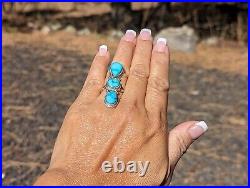 Navajo Turquoise Sterling Silver Ring Handcrafted Authentic NA Jewelry sz 7.5
