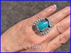 Navajo Turquoise & Sterling Silver Statement Ring Native American Jewelry Sz 7.5 Navajo Turquoise & Sterling Silver Statement Ring Native American Jewelry Sz 7.5