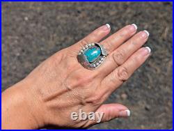 Navajo Turquoise & Sterling Silver Statement Ring Native American Jewelry Sz 7.5 Navajo Turquoise & Sterling Silver Statement Ring Native American Jewelry Sz 7.5