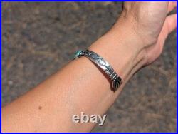 Navajo Turquoise Stone Cuff Bracelet Sterling Silver Hand Stamped Jewelry Sz 6.5 Navajo Turquoise Stone Cuff Bracelet Sterling Silver Hand Stamped Jewelry Sz 6.5