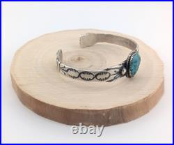 Navajo Turquoise Stone Cuff Bracelet Sterling Silver Hand Stamped Jewelry Sz 6.5 Navajo Turquoise Stone Cuff Bracelet Sterling Silver Hand Stamped Jewelry Sz 6.5