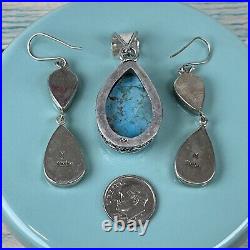 Navajo Unsigned Sterling Turquoise Earrings & Pendant Lot M24