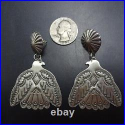 Navajo VINCENT PLATERO Sterling Silver TURQUOISE EARRINGS Thunderbird Eagles