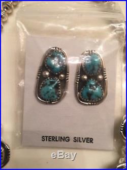 Navajo handmade sterling silver sleeping beauty turquoise squash blossom
