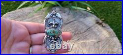 Navajo jewelry Sterling Silver Turquoise adjustable Ring7.75 signedRonald Tom