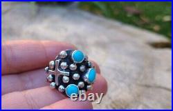 Navajo jewelry Sterling Silver Turquoise cross & bubbles ring SignedGeneva g. A