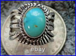 New Kingman Turquoise Sterling Silver Unisex Ring Navajo Russell Sam Size 9 1/2