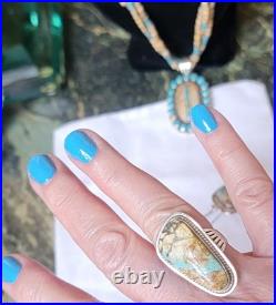 New Native American Navajo P Sanchez Sterling Silver Royston Turquoise Ring 8 New Native American Navajo P Sanchez Sterling Silver Royston Turquoise Ring 8