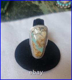 New Native American Navajo P Sanchez Sterling Silver Royston Turquoise Ring 8 New Native American Navajo P Sanchez Sterling Silver Royston Turquoise Ring 8