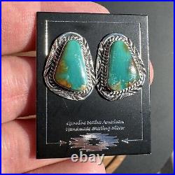 New Navajo Sterling Silver And Turquoise Earrings Jewelry Native American Made