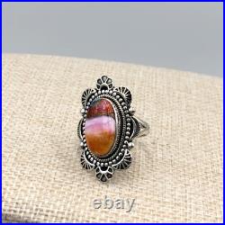 New Old Stock Native Navajo Kingman Pink Dahlia Turquoise Sterling Silver Ring