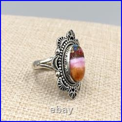 New Old Stock Native Navajo Kingman Pink Dahlia Turquoise Sterling Silver Ring