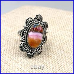 New Old Stock Native Navajo Kingman Pink Dahlia Turquoise Sterling Silver Ring