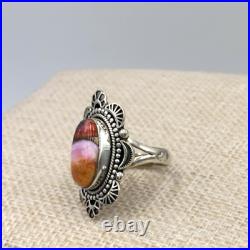 New Old Stock Native Navajo Kingman Pink Dahlia Turquoise Sterling Silver Ring