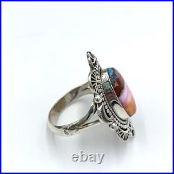 New Old Stock Native Navajo Kingman Pink Dahlia Turquoise Sterling Silver Ring