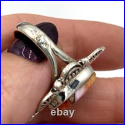 New Old Stock Native Navajo Kingman Pink Dahlia Turquoise Sterling Silver Ring