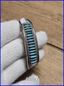 Nice Vintage Sterling Silver Zuni D&V Dewa Don Velma Turquoise Cuff Bracelet