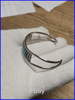 Nice Vintage Sterling Silver Zuni D&V Dewa Don Velma Turquoise Cuff Bracelet