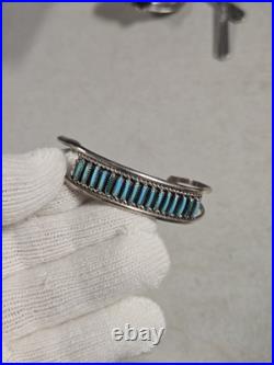 Nice Vintage Sterling Silver Zuni D&V Dewa Don Velma Turquoise Cuff Bracelet