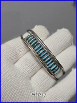 Nice Vintage Sterling Silver Zuni D&V Dewa Don Velma Turquoise Cuff Bracelet