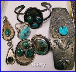 OLD PAWN Lot of 6 Sterling Silver & Turquoise Jewelry Navajo Southwest Style