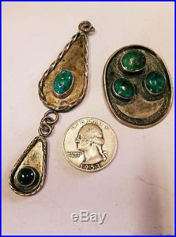OLD PAWN Lot of 6 Sterling Silver & Turquoise Jewelry Navajo Southwest Style