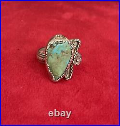 OLD PAWN Vintage Navajo Native American Sterling Silver Turquoise Ring