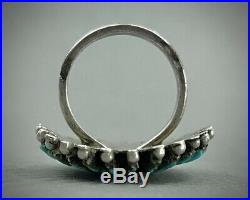 OLD Vintage ZUNI Sterling Silver Turquoise Cluster Ring BEAUTIFUL