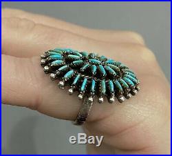 OLD Vintage ZUNI Sterling Silver Turquoise Cluster Ring BEAUTIFUL