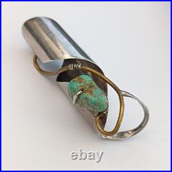 OOAK Long Finger Jewelry Ring Sterling Silver Turquoise Artisan Signed Boho 925