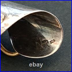 OOAK Long Finger Jewelry Ring Sterling Silver Turquoise Artisan Signed Boho 925