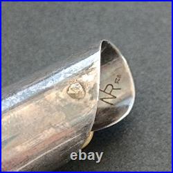 OOAK Long Finger Jewelry Ring Sterling Silver Turquoise Artisan Signed Boho 925