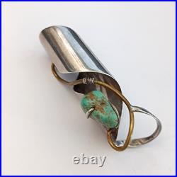 OOAK Long Finger Jewelry Ring Sterling Silver Turquoise Artisan Signed Boho 925