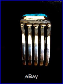 ORVILLE TSINNIE Natural Kingman Nugget Turquoise Sterling Silver & Gold Bracelet