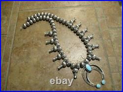 OUTSTANDING Navajo CHRIS HALE Sterling Silver Turquoise SQUASH BLOSSOM Necklace