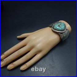 Old BLUE-GREEN TURQUOISE Webbed Matrix SterlingSilver Cuff BRACELET Vintage PAWN