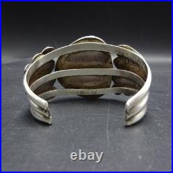 Old BLUE-GREEN TURQUOISE Webbed Matrix SterlingSilver Cuff BRACELET Vintage PAWN