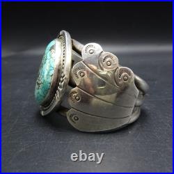 Old BLUE-GREEN TURQUOISE Webbed Matrix SterlingSilver Cuff BRACELET Vintage PAWN