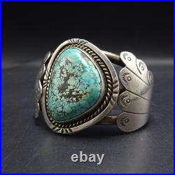Old BLUE-GREEN TURQUOISE Webbed Matrix SterlingSilver Cuff BRACELET Vintage PAWN