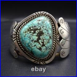 Old BLUE-GREEN TURQUOISE Webbed Matrix SterlingSilver Cuff BRACELET Vintage PAWN